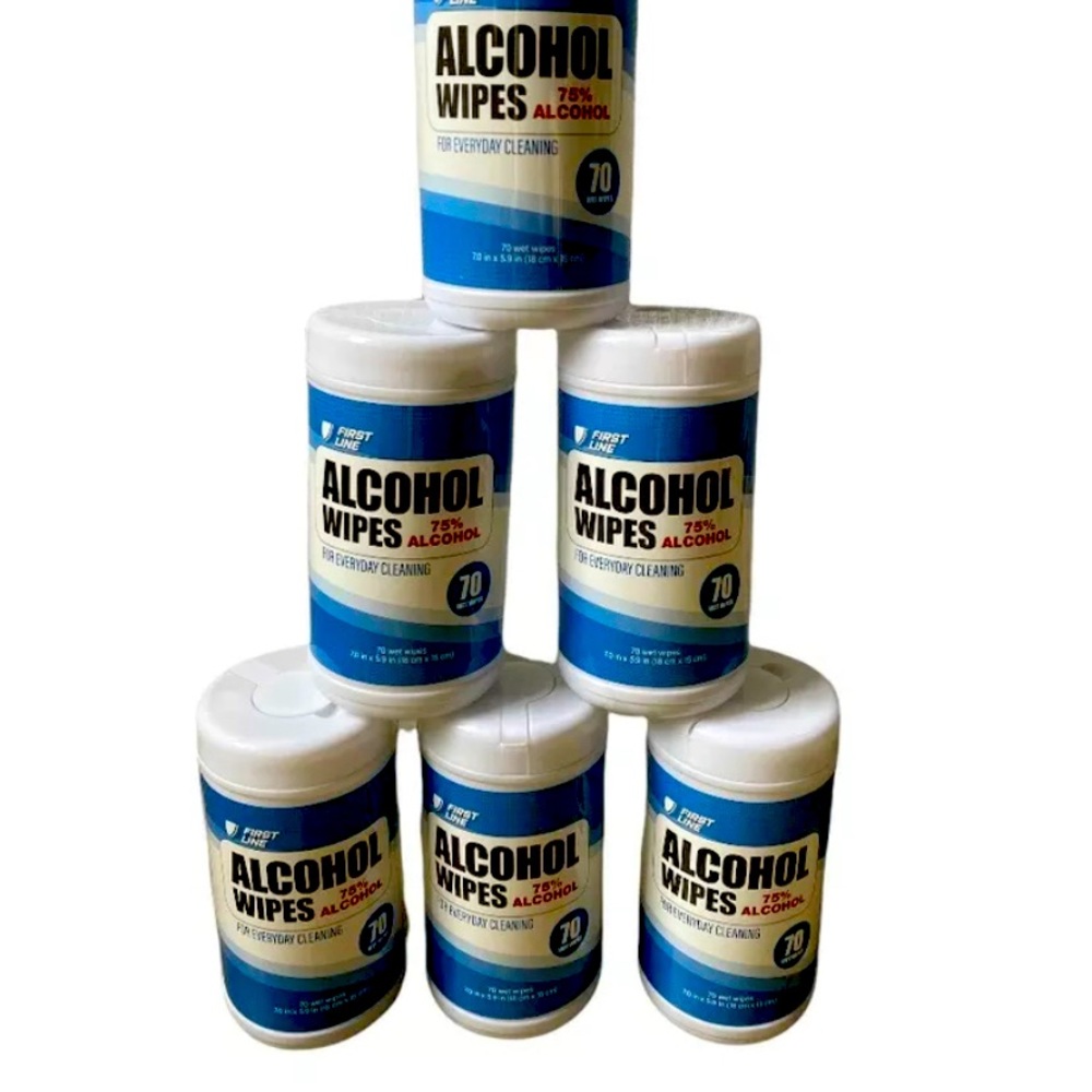 Cleaning Wipes X 6 Bottles-75% Alcohol Wipes x70 Wet Sheets Per B…